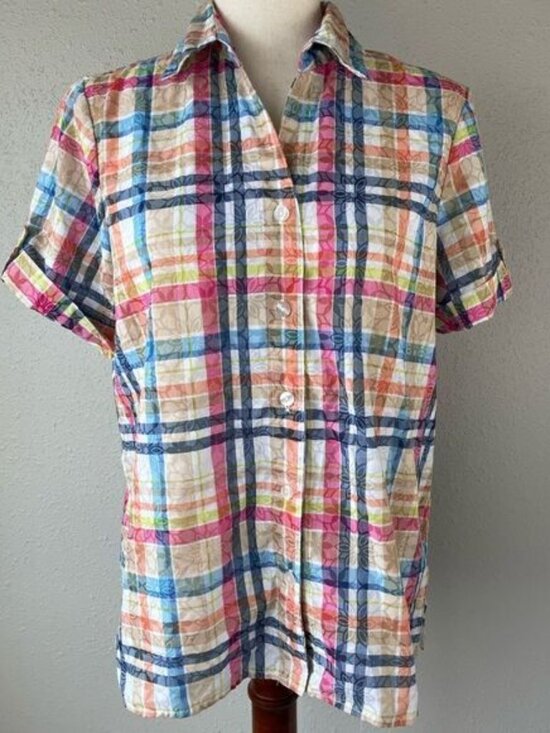 Alfred Dunner Tops - Alfred Dunner Short Sleeve Button Down Shirt Size S EUC